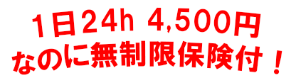 1日24h 6,980円 なのに無制限保険付！